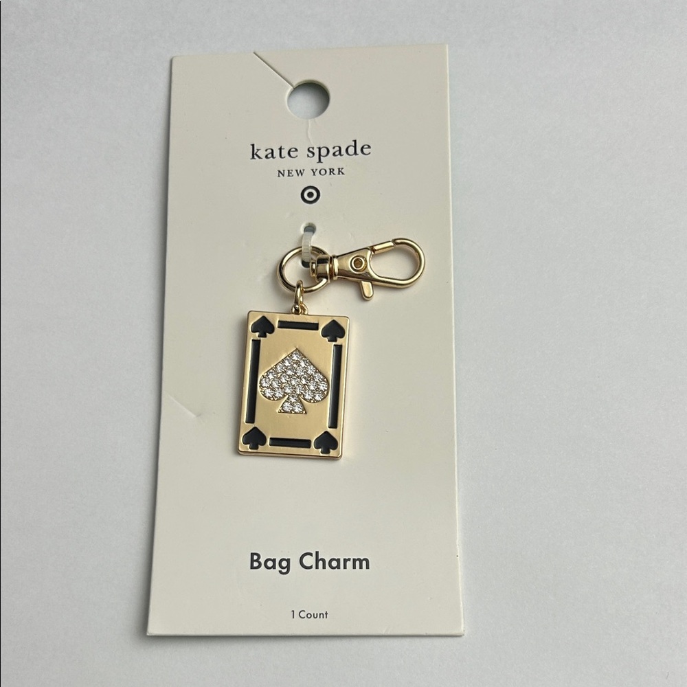 Kate Spade x Target Gold and Black playing card Spade Bag Charm New - Picture 2 of 4